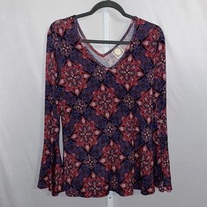 Truself Double V Neck Bell Sleeve Tunic Medium